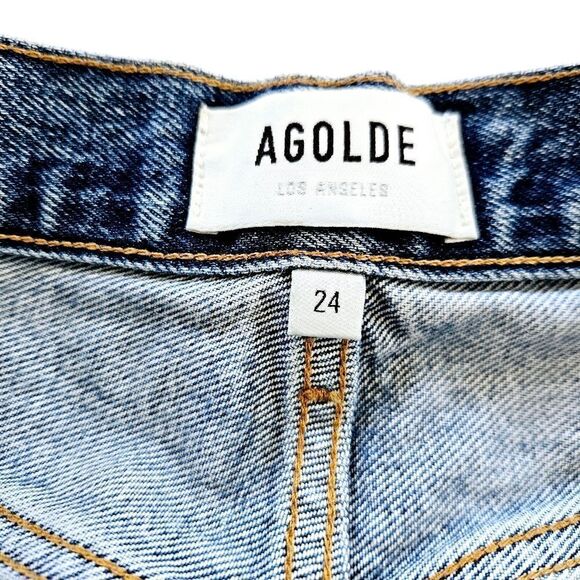 AGOLDE 90s Pinch Waist High Rise Straight Leg Full Length Jeans in Endless 24 - Picture 11 of 14